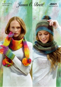 Knitting Pattern - James C Brett JB821 - Shhh DK - Cowl, Hat, Gloves, Scarf